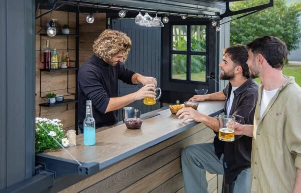 Signature 9x7 Outdoor Bar Shed - Walnut Brown