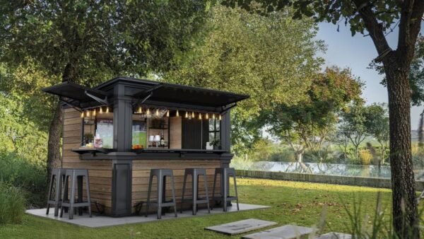 Signature 9x7 Outdoor Bar Shed - Walnut Brown
