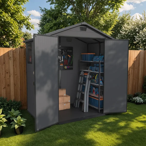 Patiowell 6x4 Plastic Shed with Window (Dark Gray)